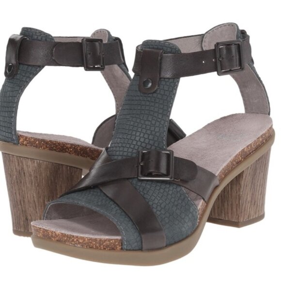 Dansko Dominique T-Strap Block Heel Sandals Sz 38 - Picture 1 of 8